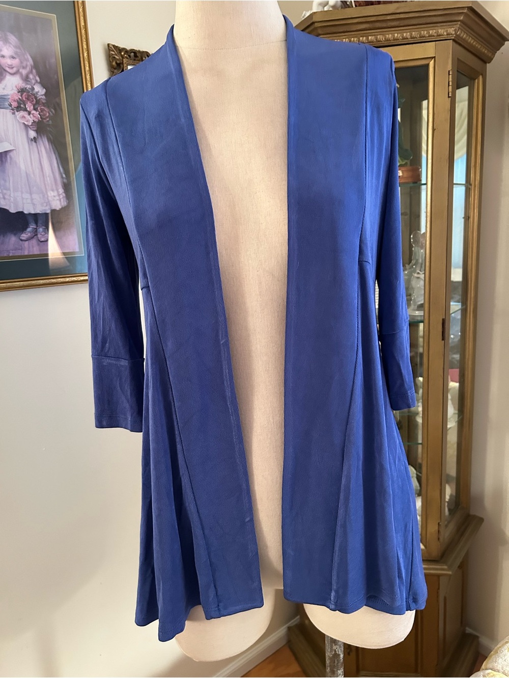 Chico’s Open Front Royal Blue Draped Cardigan SZ 00P.  C:4800